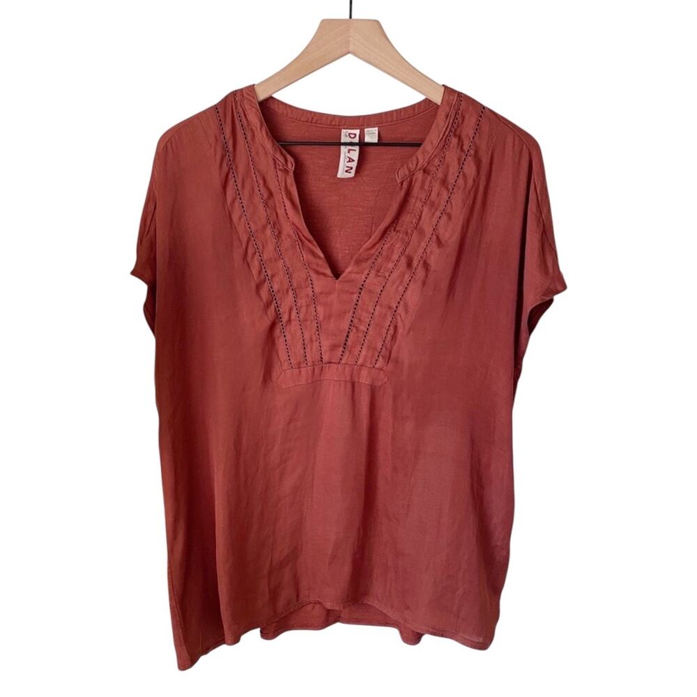 Anthropologie Dolan Rust Red Blouse Flowy Soft Casual V Neck‎ Tee Size XS